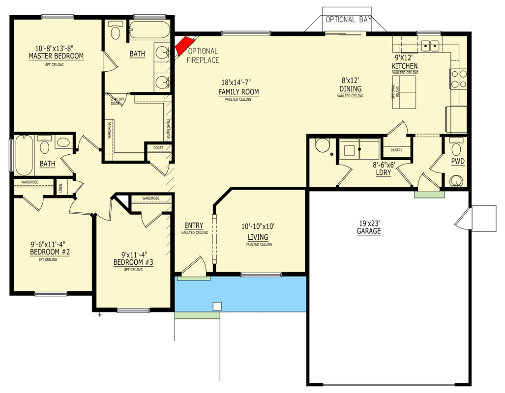 Plan 849127PGE: Craftsman House Plan with 3 Bedrooms and 2-Car Garage - Floor Plan - Image #3 - Craftsman, Traditional