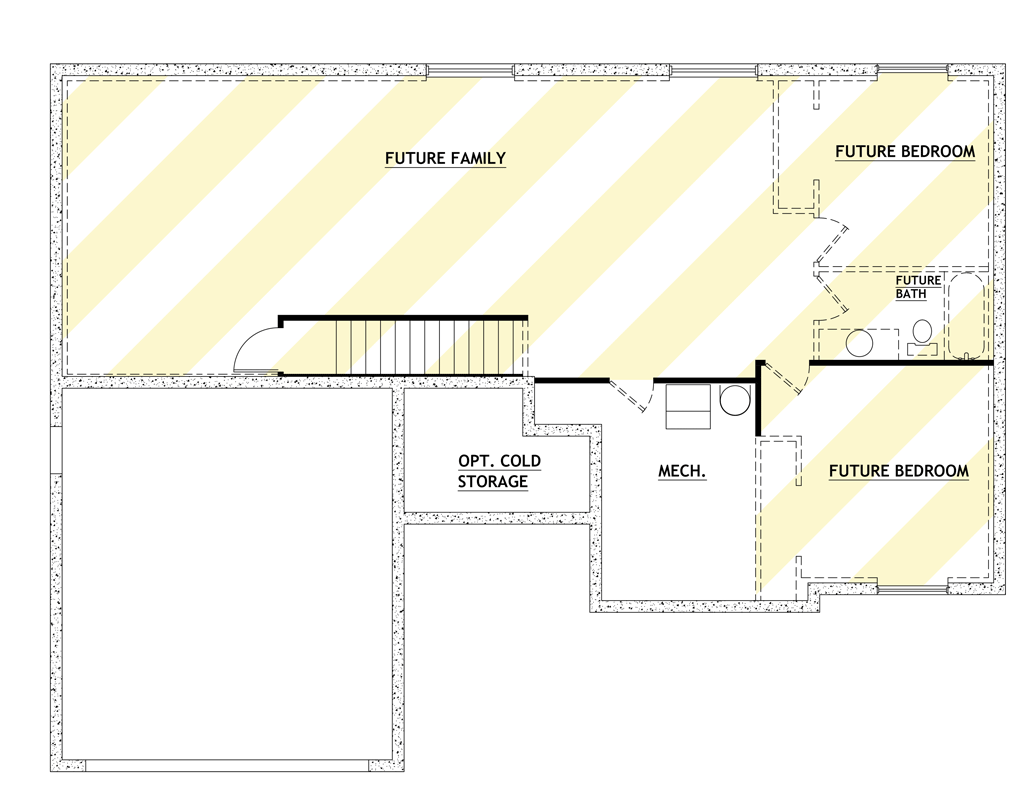 Plan 849131PGE: Three Bedroom Traditional House Plan with Two Car Garage - Floor Plan - Optionally Finished Basement - Country, Ranch, Traditional
