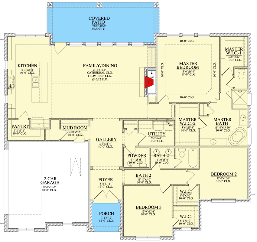 Plan 440053PWL: Sophisticated Traditional House Plan with 3 Bedrooms and Open Layout - Floor Plan - Image #2 - European, Traditional