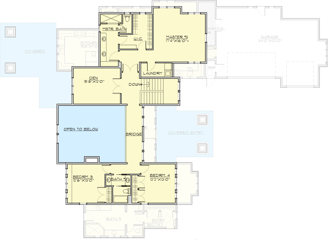 Plan 54253HU: Luxury Mountain Craftsman House Plan with Five Bedrooms and Two Master Suites - Floor Plan - Image #9 - Craftsman, Mountain, New American