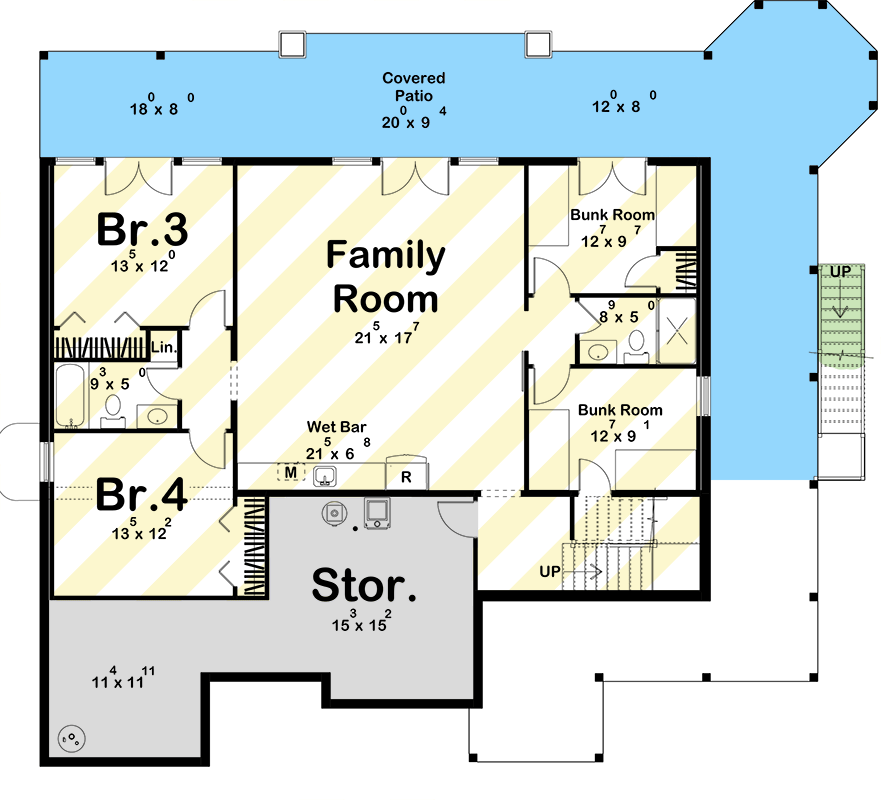 Plan 623660DJ: Charming Beach Cottage House Plan with Wraparound Porch and Two Bedrooms - Floor Plan - Optional Lower Level Layout ($$$ Paid Option) - Beach, Cottage, Country