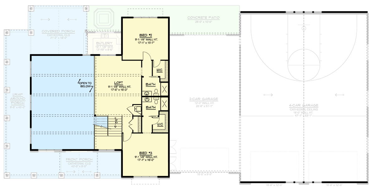 Plan 135453GRA: Modern Barndominium House Plan with 6-Car Garage and Indoor Sport Court - Floor Plan - Image #18 - Barndominium, Modern Farmhouse, New American, Traditional