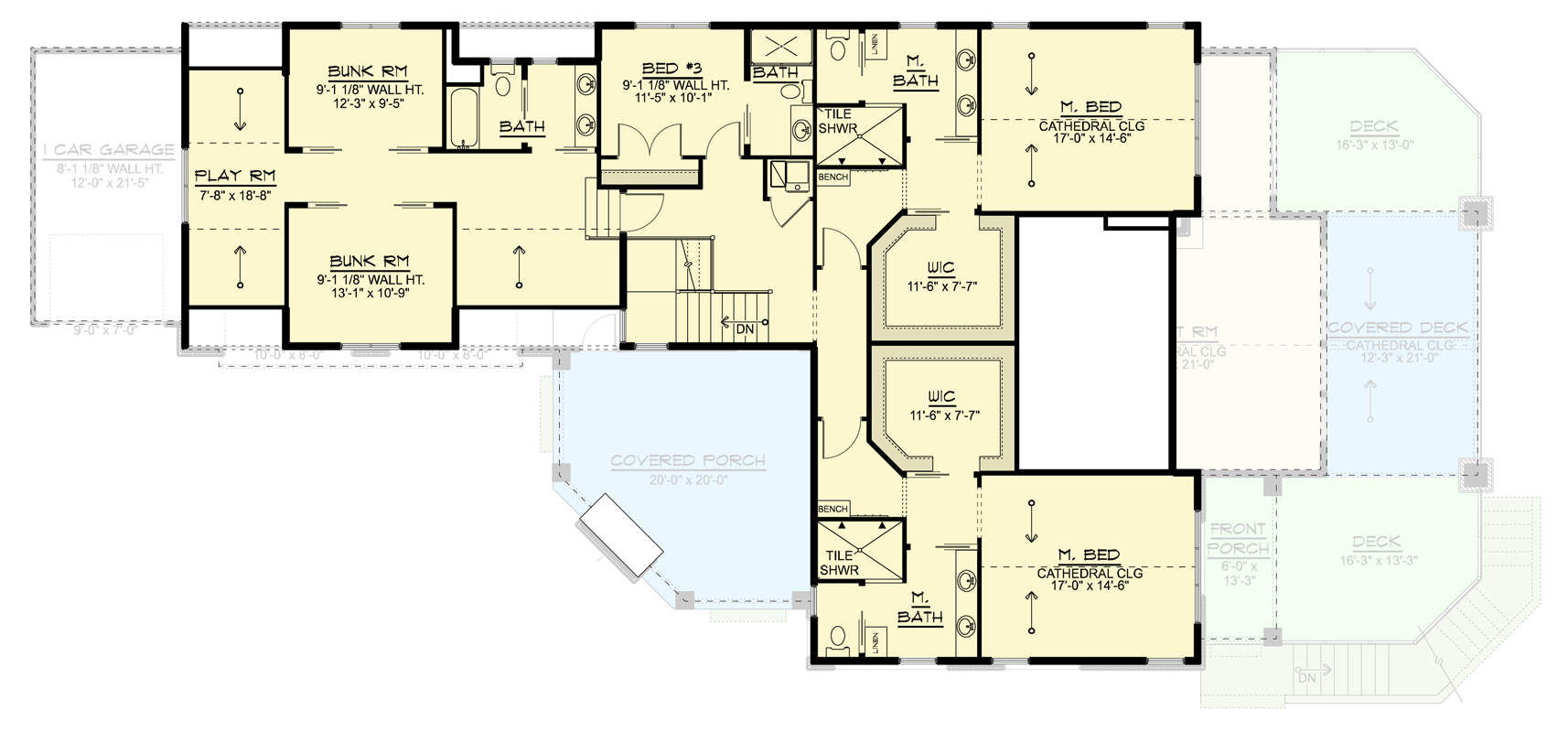 Plan 135455GRA: New American House Plan with Three Bedrooms and Three-Car Garage - Floor Plan - 2nd Level - Contemporary, Country, Craftsman, Modern Farmhouse, New American