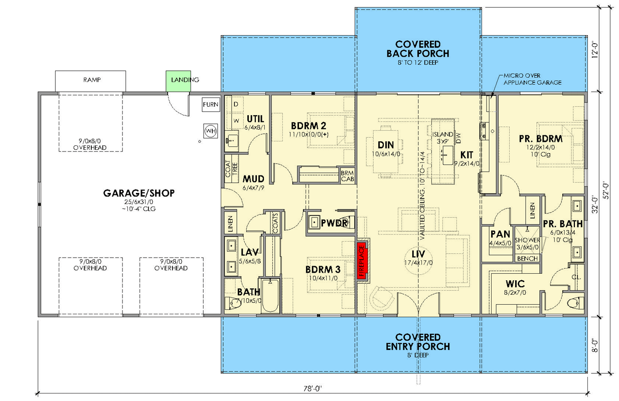 Plan 470321REY: 3-Bedroom Modern Farmhouse Ranch Home Plan with Drive-Thru Garage - Floor Plan - Image #8 - Barndominium, Country, Craftsman, Modern Farmhouse, New American, Ranch