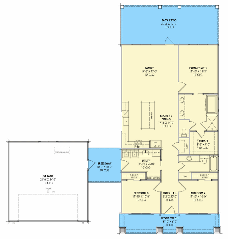 Plan 818217JSS: Farmhouse Cottage House Plan with 3 Bedrooms and Front-Entry Garage - Floor Plan - Image #9 - Cottage, Country, Farmhouse