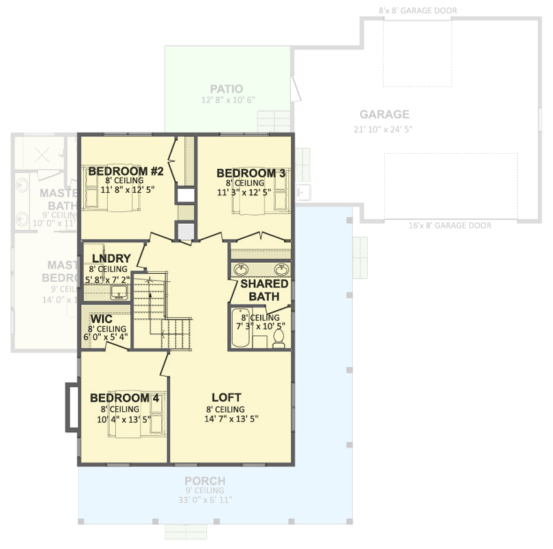Plan 911078JVD: Country Farmhouse House Plan with 4 Bedrooms and Expansive Front Porch - Floor Plan - 2nd Level - Country, Farmhouse, Southern