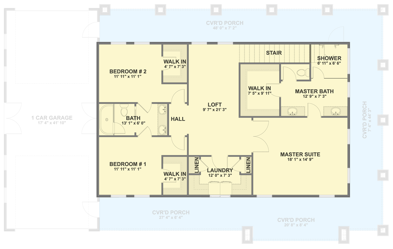 Plan 61765UT: Modern Farmhouse-Style Barndominium Plan with Three-Car Garage and Wraparound Porch - Floor Plan - 2nd Level - Barndominium, Modern Farmhouse