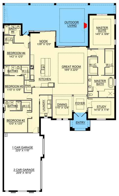 Plan 65779BS: Modern Four Bedroom House Plan with Expansive Lanai and Courtyard Entry - Floor Plan - Image #6 - Coastal Contemporary, Modern