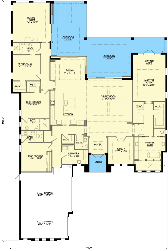 Plan 65783BS: Contemporary Florida Style House Plan with 4 Bedrooms and Courtyard Entry - Floor Plan - Image #6 - Contemporary, Florida-Style, Modern