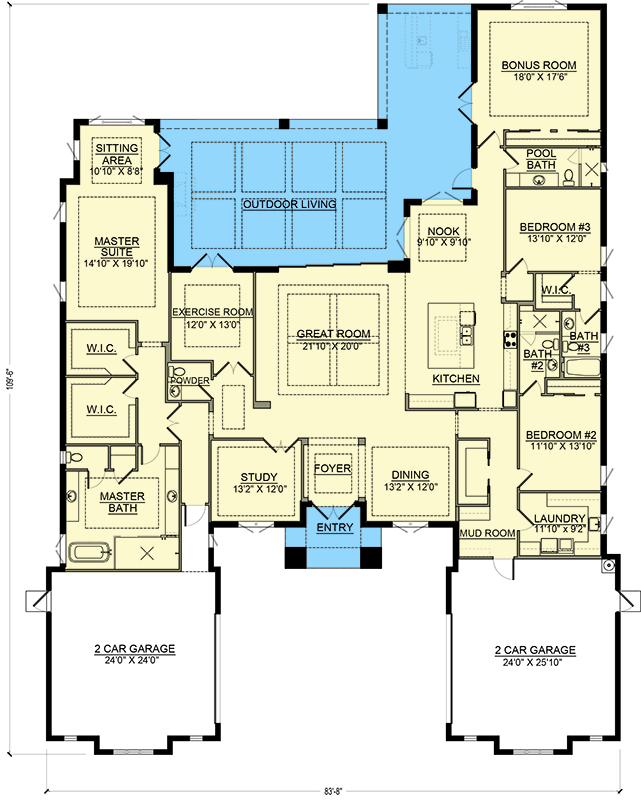 Plan 65786BS: Coastal Contemporary House Plan with 3 Bedrooms and 4-Car Garage - Floor Plan - Image #6 - Coastal Contemporary, Contemporary, Florida-Style, Modern
