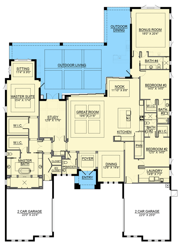 Plan 65788BS: Coastal Contemporary House Plan with 3 Bedrooms and 4-Car Garage - Floor Plan - Image #6 - Coastal Contemporary, Contemporary, Florida-Style, Modern