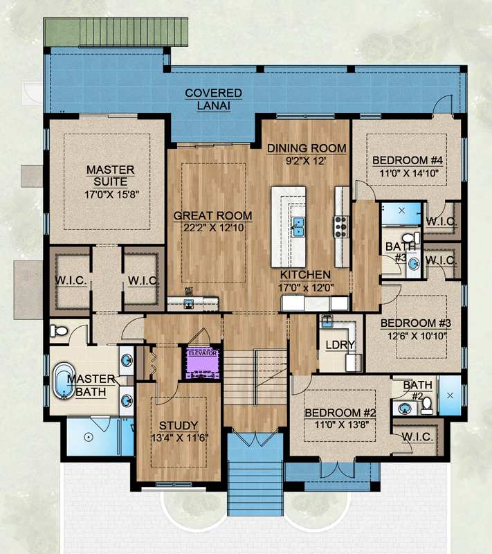 Plan 65792BS: Coastal Contemporary House Plan with Four Bedrooms and Drive Under Garage - Floor Plan - 2nd Level - Coastal, Coastal Contemporary, Florida-Style