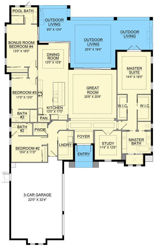 Plan 65811BS: Coastal Contemporary House Plan with Four Bedrooms and Expansive Lanai - Floor Plan - Image #6 - Coastal Contemporary, Contemporary, Florida-Style