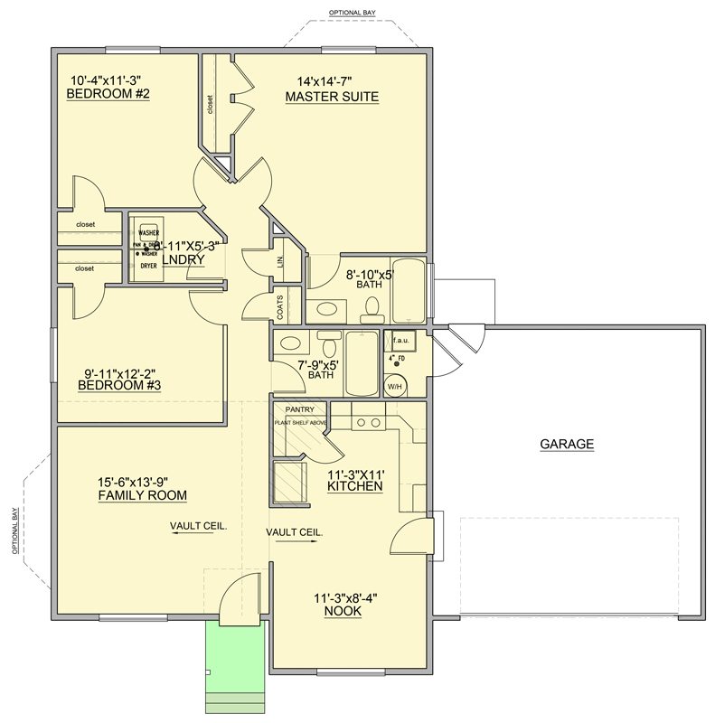 Plan 849139PGE: Three Bedroom Craftsman House Plan with Efficient Single-Level Layout - Floor Plan - Image #3 - Craftsman, Traditional
