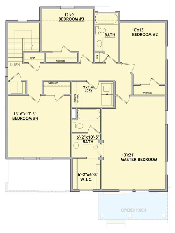 Plan 849140PGE: Modern Traditional House Plan with 4 Bedrooms and 2-Car Garage - Floor Plan - 2nd Level - European, Traditional