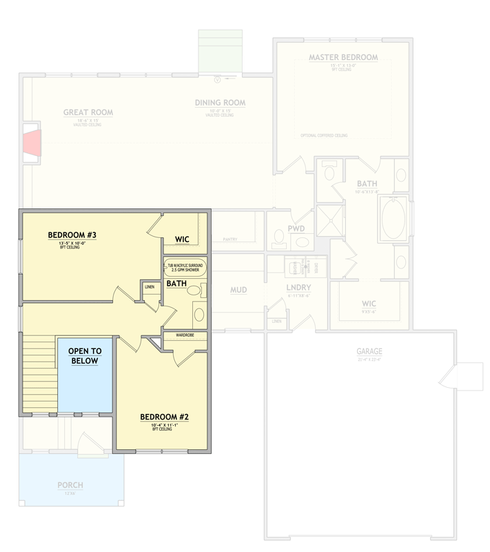 Plan 849141PGE: Charming Craftsman Farmhouse House Plan with Three Bedrooms and Office - Floor Plan - 2nd Level - Cottage, Craftsman, Farmhouse, Traditional
