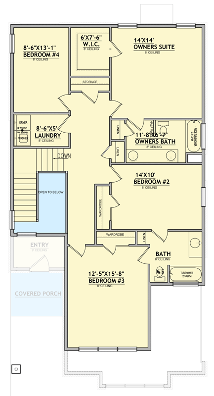 Plan 849143PGE: Traditional Country House Plan with Four Bedrooms and Two-Car Garage - Floor Plan - 2nd Level - Contemporary, Country, Traditional