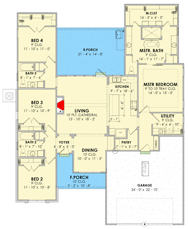 Plan 185050PHD: Modern Farmhouse House Plan with 4 Bedrooms and 2,170 Square Feet - Floor Plan - Image #24 - Modern Farmhouse, Ranch