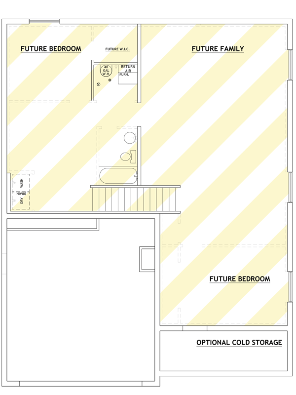 Plan 849146PGE: Traditional Three Bedroom House Plan with Two Car Garage - Floor Plan - Optionally Finished Basement - Craftsman, Traditional
