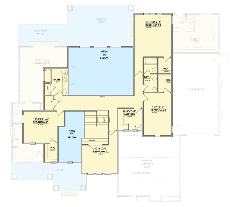 Plan 849147PGE: New American Farmhouse House Plan with 5 Bedrooms and 3-Car Garage - Floor Plan - 2nd Level - Craftsman, Farmhouse, Modern Farmhouse, New American, Traditional