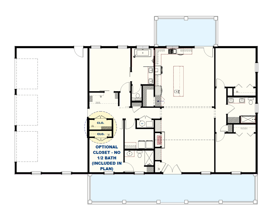 Plan 25088DH: Flexible 4-Bed Modern Farmhouse Ranch with Vaulted Cathedral Ceiling in Great Room - Floor Plan - Image #20 - Country, Modern Farmhouse, New American, Ranch