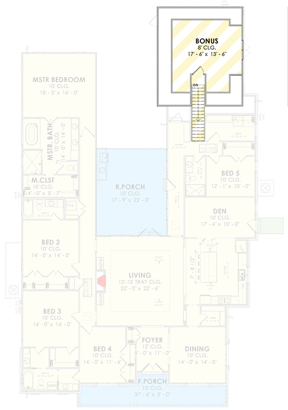 Plan 185060PHD: French Country House Plan with Five Bedrooms and Spacious Bonus Room - Floor Plan - Image #22 - Country, French Country, Southern