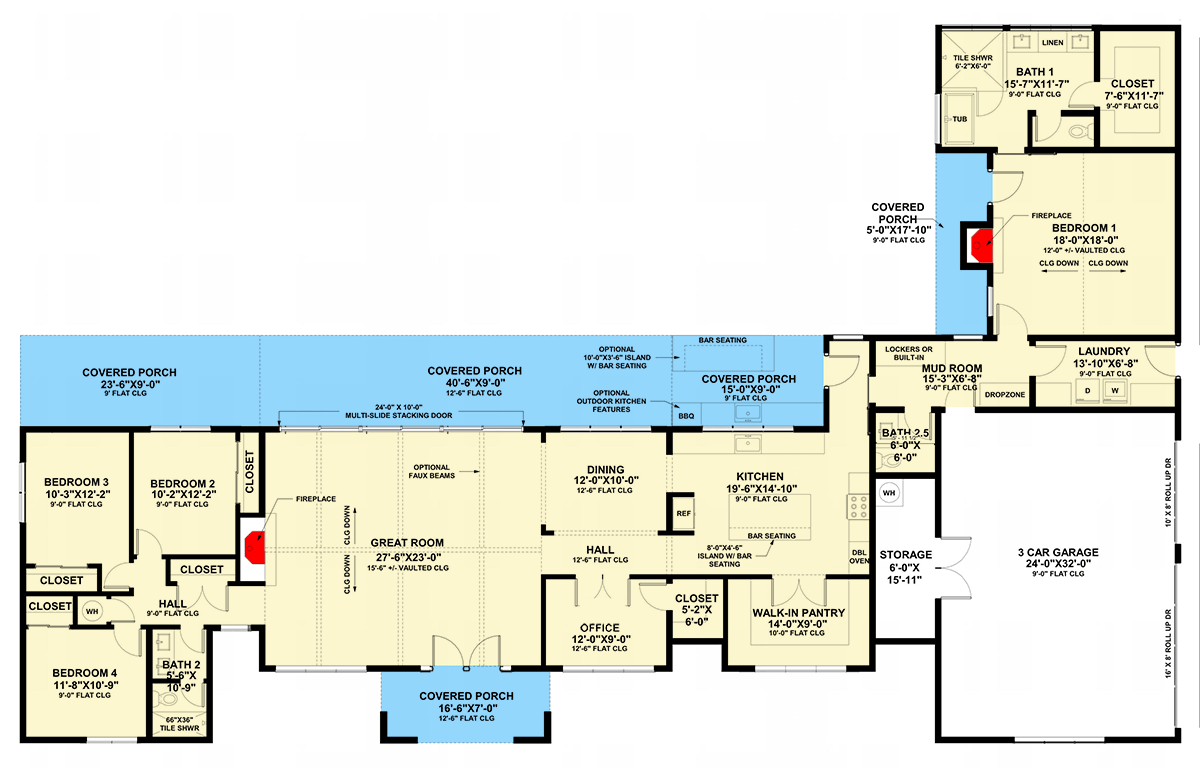 Plan 420200WNT: Contemporary Transitional Ranch House Plan with 4 Bedrooms and 3-Car Garage - Floor Plan - Image #6 - Contemporary, Ranch, Transitional