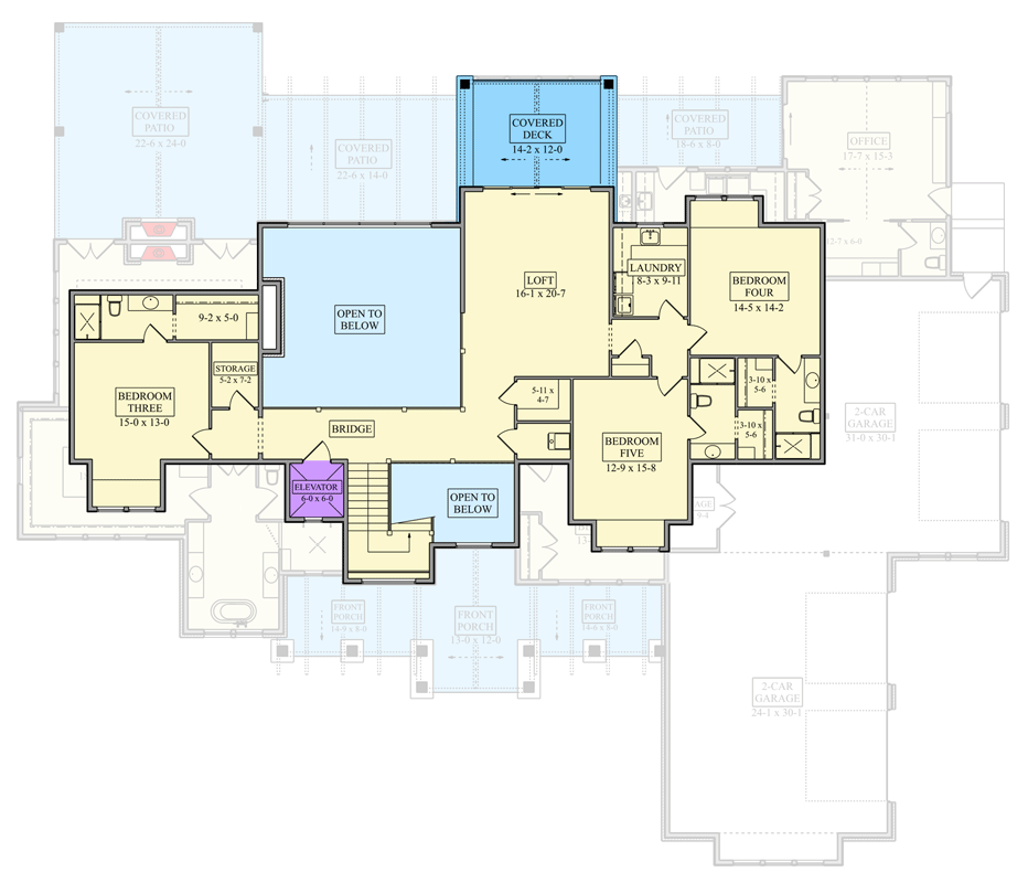 Plan 95383RW: Luxurious Mountain New American House Plan with 4-Car Garage - Floor Plan - 2nd Level - Mountain, New American