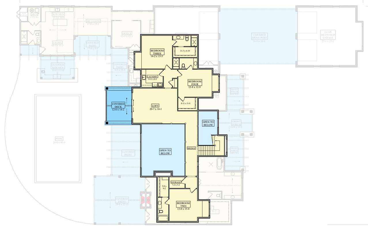 Plan 95384RW: Luxurious Mountain House Plan with 4 Bedrooms and 4-Car Garage - Floor Plan - 2nd Level - Mountain, New American