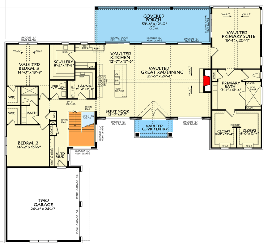 Plan 940015JNK: Craftsman Farmhouse House Plan with 3 Bedrooms and Vaulted Ceilings - Floor Plan - Main Level - Craftsman, Farmhouse, Modern Farmhouse, Mountain, Ranch