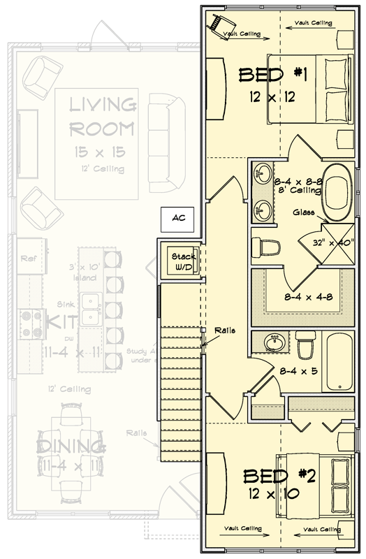 Plan 52580WM: Charming Three Bedroom Cottage House Plan with Attached One-Car Garage - Floor Plan - 2nd Level - Cottage, Traditional