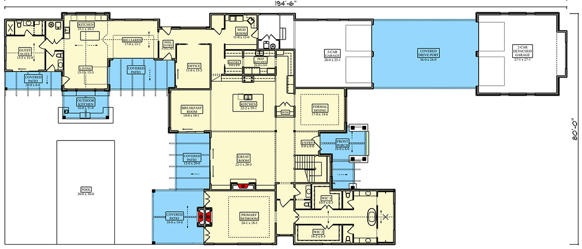 Plan 95386RW: Mountain Craftsman House Plan with Five Bedrooms and In-Law Suite - Floor Plan - Image #3 - Craftsman, Mountain