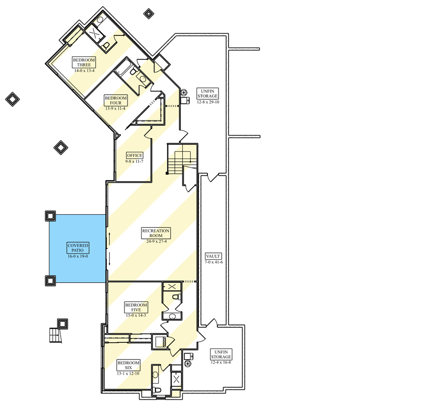 Plan 95390RW: European Mountain Ranch House Plan with Expansive Three Car Garage - Floor Plan - Basement Level - European, Mountain, Ranch, Transitional