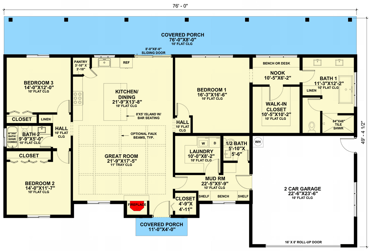 Plan 420201WNT: Contemporary New American House Plan with 3 Bedrooms and 2194 Square Feet - Floor Plan - Image #6 - Contemporary, Cottage, New American