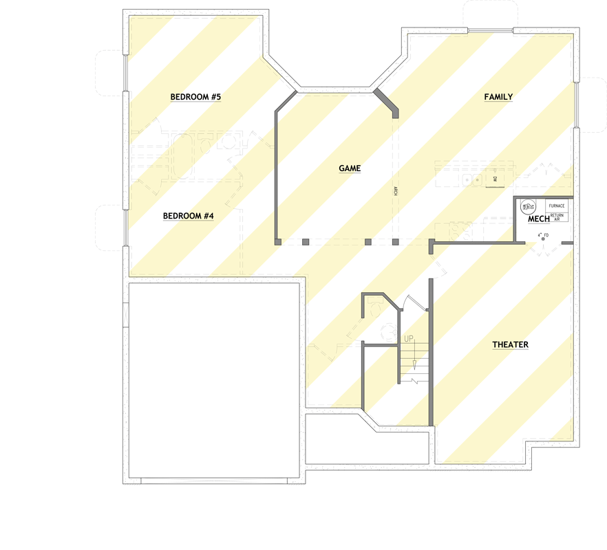 Plan 849157PGE: New American Ranch House Plan with Three Bedrooms and Three-Car Garage - Floor Plan - Optionally Finished Basement - New American, Ranch, Traditional