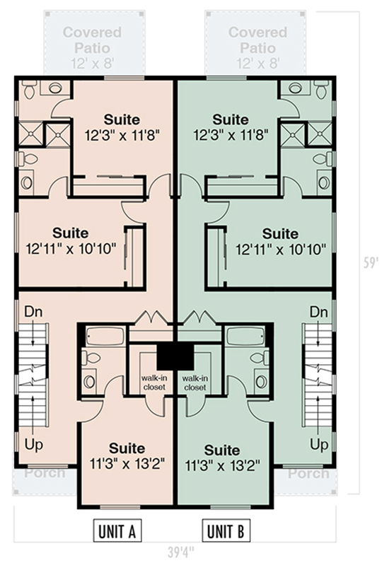 Plan 720198DA: Contemporary Multi-Family House Plan Featuring Five Bedrooms and Modern Design - Floor Plan - Image #9 - Contemporary, Modern