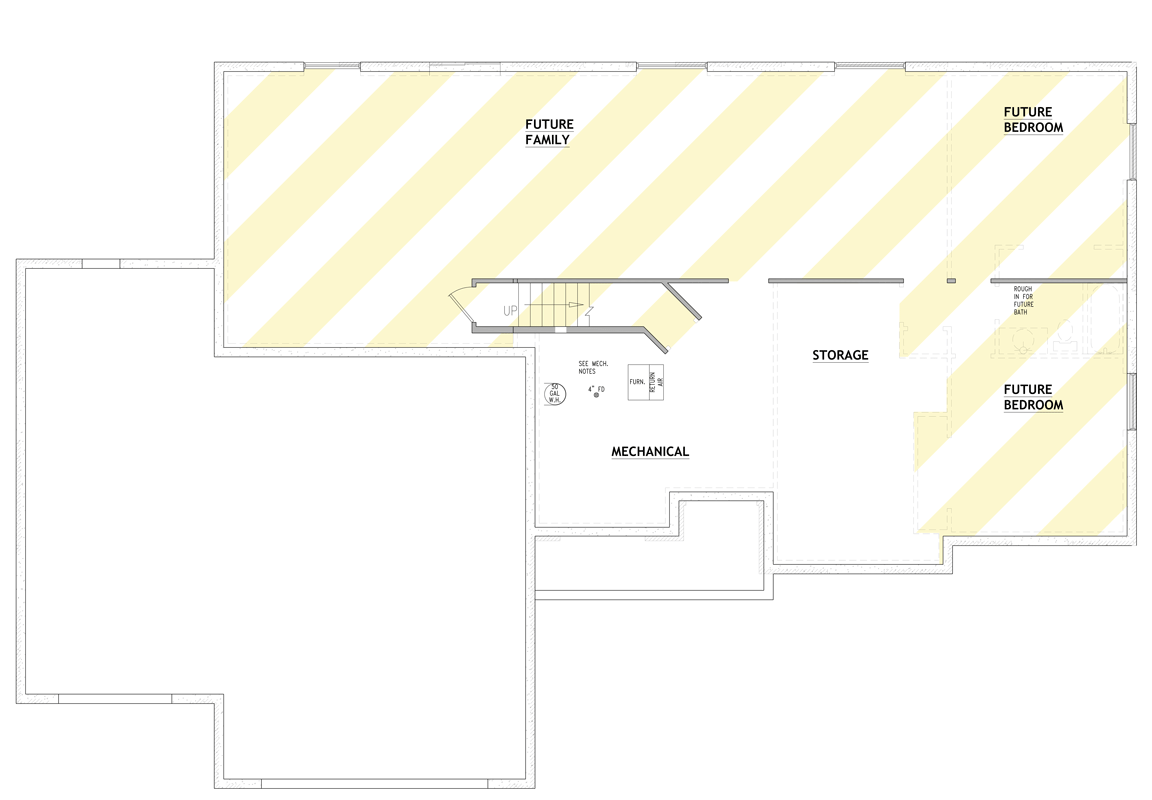 Plan 849158PGE: Southern Ranch House Plan with 3 Bedrooms and 3-Car Garage - Floor Plan - Optionally Finished Basement - Ranch, Southern