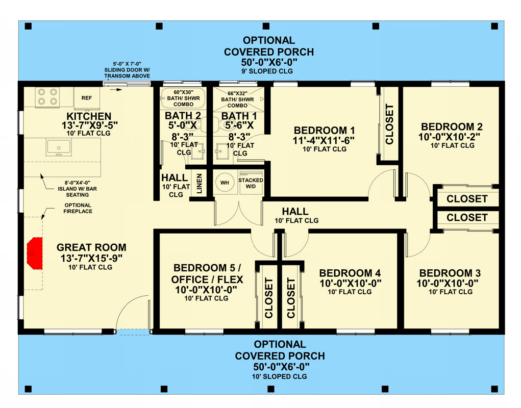 Plan 420203WNT: Modern Mountain Cabin House Plan with Four to Five Bedrooms - Floor Plan - Image #6 - Cabin, Mid Century Modern, Modern, Mountain