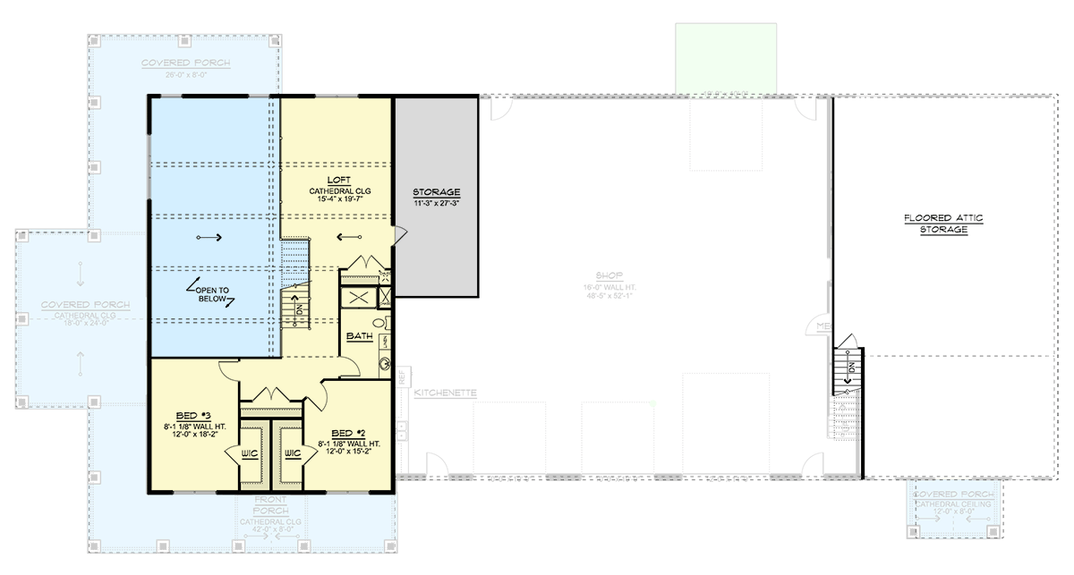 Plan 135468GRA: Spacious Modern Farmhouse Barndominium House Plan with Attached Apartment - Floor Plan - Image #18 - Barndominium, Country, Farmhouse, Modern Farmhouse