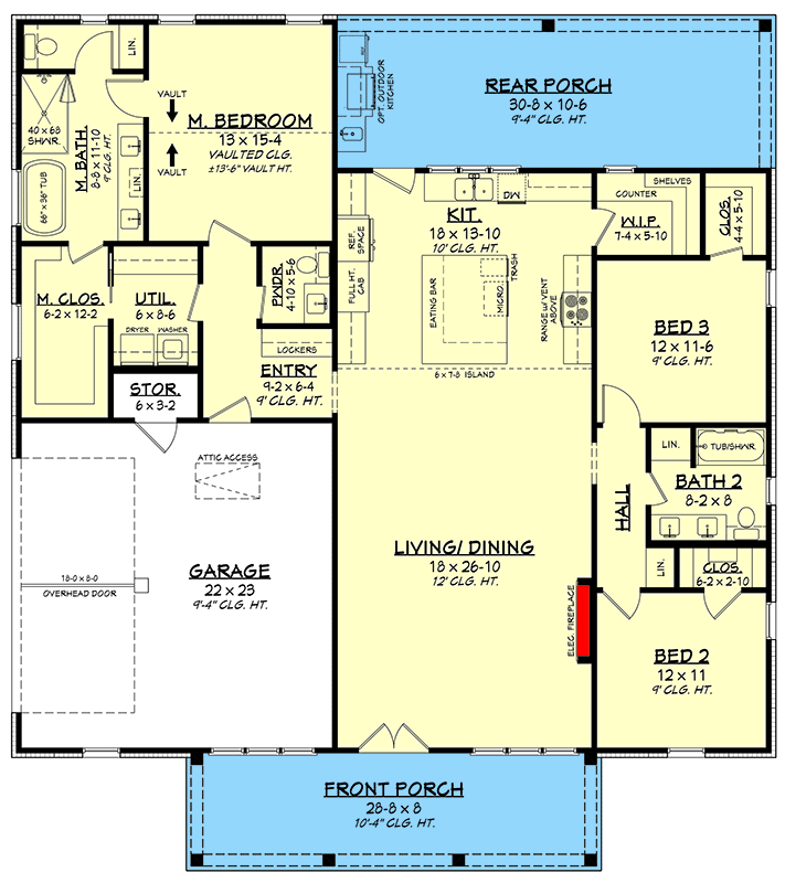 Plan 52057HZ: Modern Farmhouse House Plan with 3 Bedrooms and Outdoor Kitchen - Floor Plan - Image #19 - Country, Modern Farmhouse, Traditional, Transitional