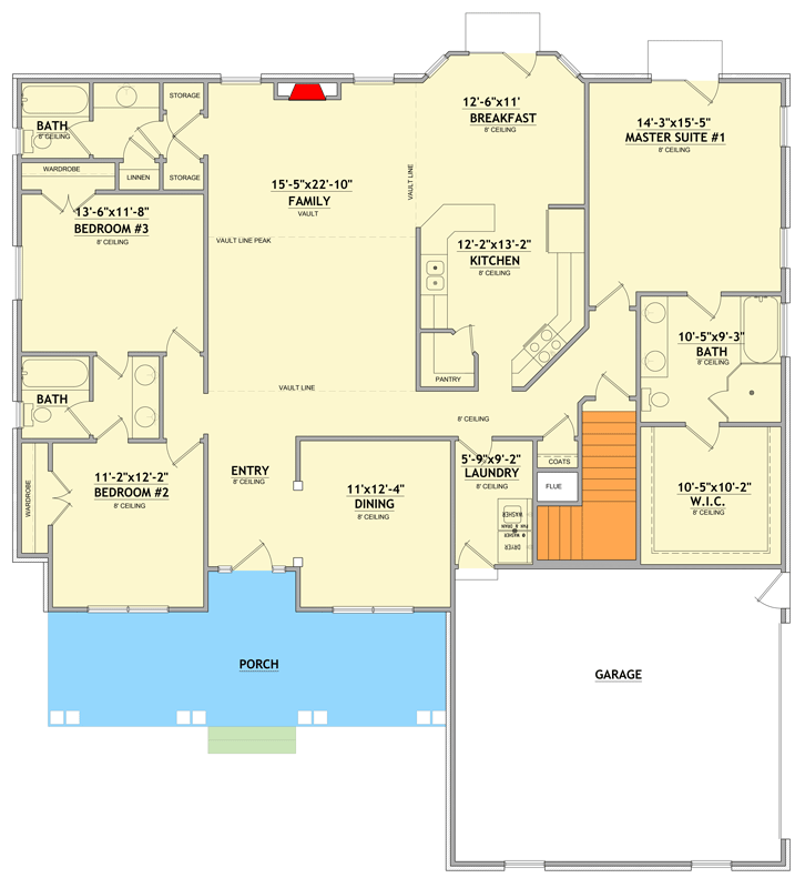 Plan 849160PGE: Craftsman Farmhouse House Plan with Three Bedrooms and Side-Entry Garage - Floor Plan - Main Level - Craftsman, Farmhouse, Traditional