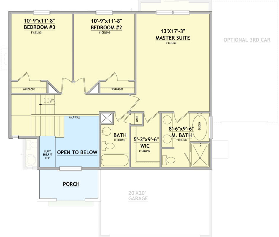 Plan 849167PGE: Traditional Two-Story House Plan with Three Bedrooms and Two-Car Garage - Floor Plan - Image #4 - Traditional