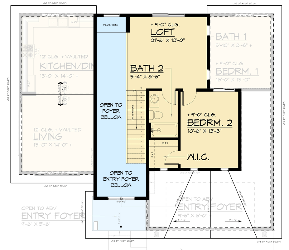 Plan 666320RAF: Modern New American House Plan with Loft and Two Bedrooms - Floor Plan - Image #6 - Log Cabin, New American, Northwest