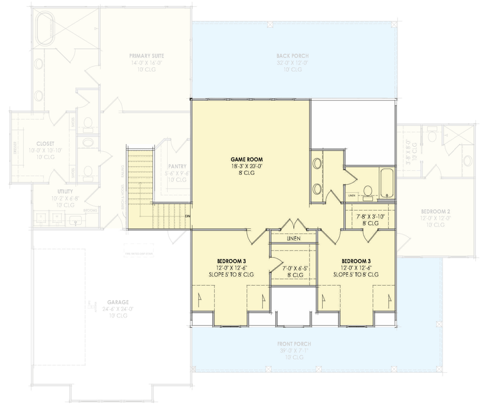 Plan 818219JSS: Modern Farmhouse House Plan with 4 Bedrooms and Spacious Main-Level Suite - Floor Plan - 2nd Level - Country, Craftsman, Farmhouse, Modern Farmhouse