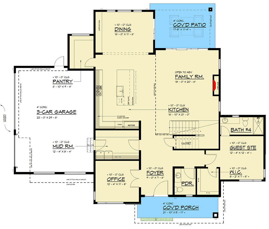 Plan 666321RAF: Contemporary Northwest House Plan with 5 Bedrooms and 3-Car Garage - Floor Plan - Image #4 - Contemporary, Modern, Northwest