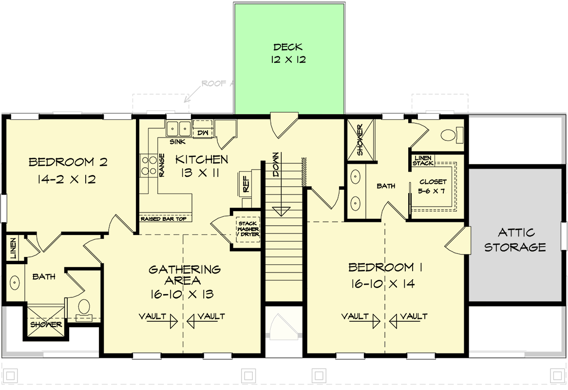 Plan 360125DK: Charming Carriage House Plan with Two Bedrooms and Four Car Garage - Floor Plan - Image #6 - Carriage, Craftsman, Farmhouse, New American