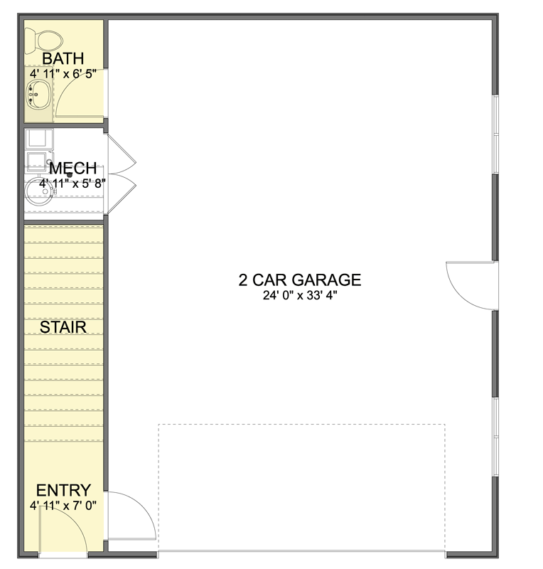 Plan 61768UT: Traditional House Plan with 2 Bedrooms and Garage - Floor Plan - Main Level - Traditional