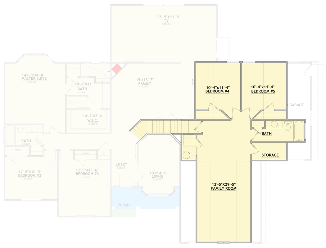 Plan 849170PGE: Traditional Five Bedroom House Plan with Three Car Garage - Floor Plan - 2nd Level
 - Craftsman, Mountain, New American, Traditional