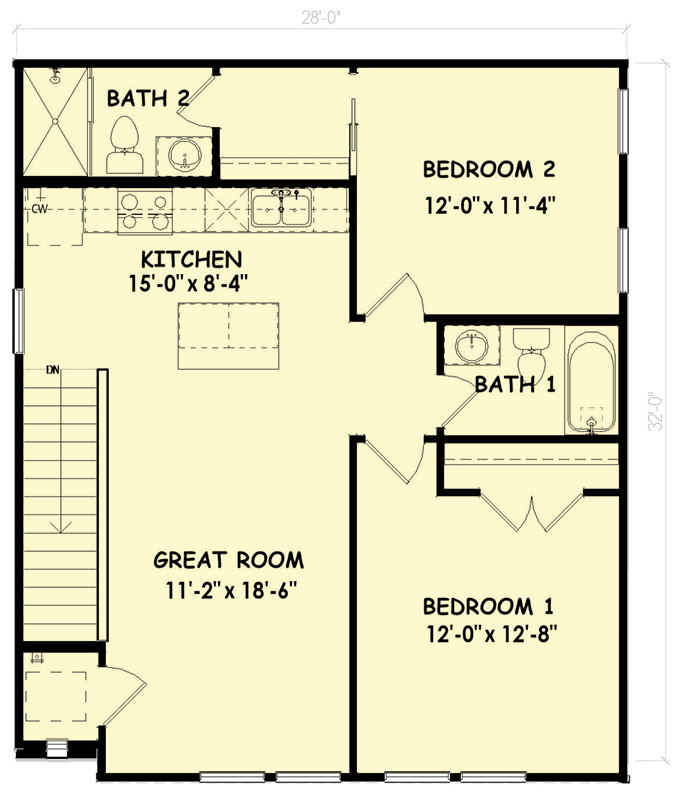 Plan 100377GHR: Contemporary Modern Farmhouse Duplex House Plan with Two Unique Units - Floor Plan - Image #6 - Contemporary, Modern, Modern Farmhouse