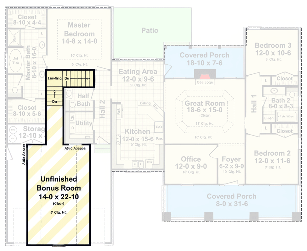 Plan 51405MM: Modern Farmhouse House Plan with 3 Bedrooms and Optional Bonus Room - Floor Plan - Optionally Finished Bonus - Craftsman, Modern Farmhouse, Ranch